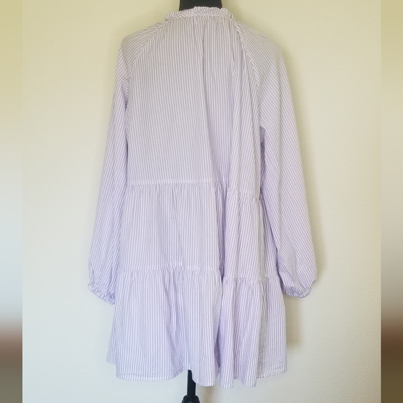 Eloquii 100% cotton tiered long sleeve dress flounce - Picture 6 of 10